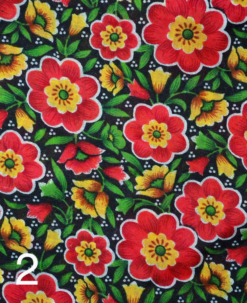 red flowers and small yellow flowers fabric for little koko not-for-profit gift bags
