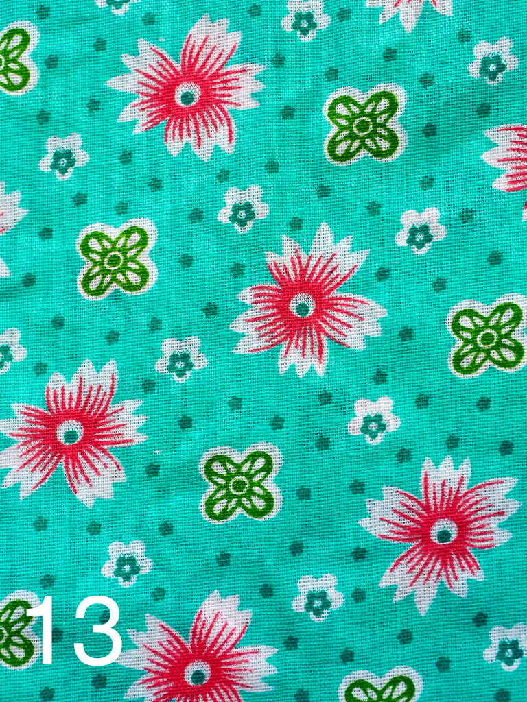 pink and green flowers on aqua fabric for little koko not-for-profit gift bags