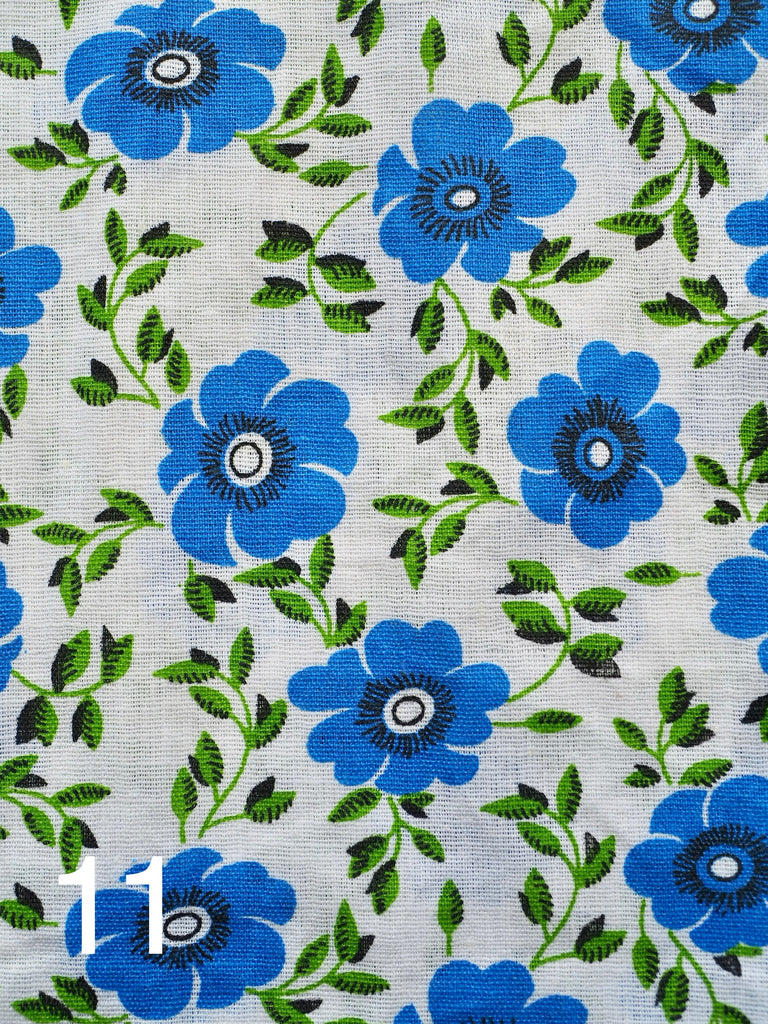 sweet blue flowers on white fabric for little koko not-for-profit gift bags