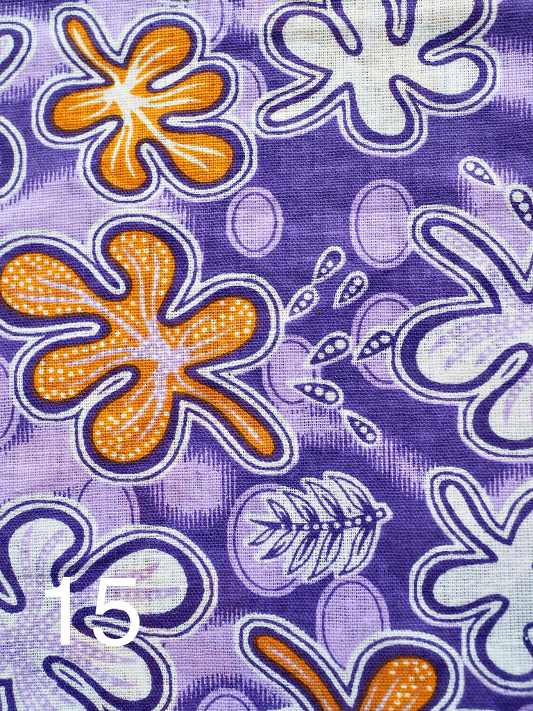 tropical floral design on purple fabric for little koko not-for-profit gift bags
