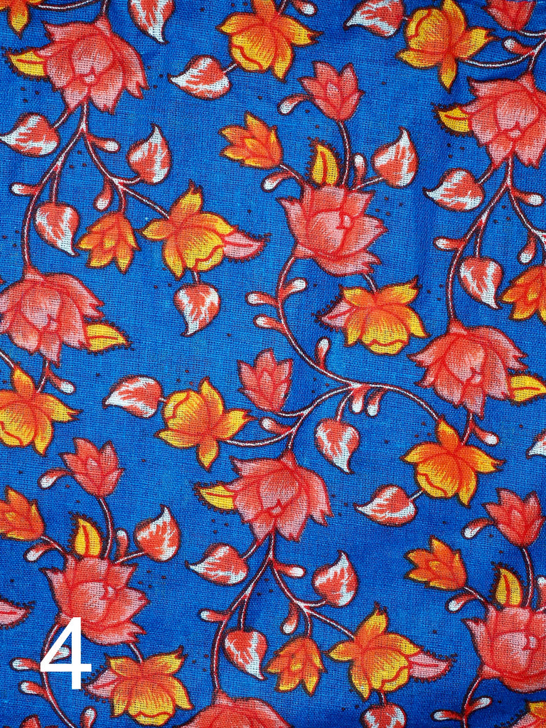 red and yellow flowers on blue fabric for little koko not-for-profit gift bags